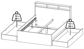 Natúr színű ágyneműtartós franciaágy ágyrács nélkül 140x200 cm tölgyfa dekorral Ikast – Tvilum