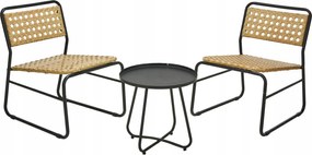 Kerti Bútor Szett Fém Rattan Fonott Szék Asztal