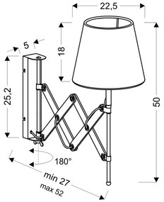 Fali lámpa MITO 1xE27/40W/230V fekete