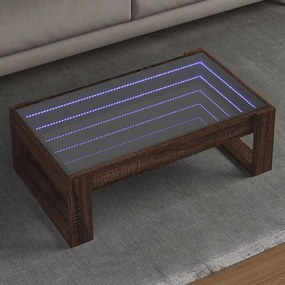 Barna tölgy végtelen hatású LED-es dohányzóasztal 90x53x30 cm