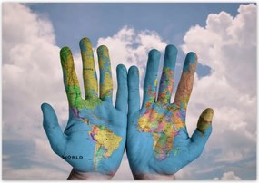 Poszterek 100x70 Világtérkép Világkéz