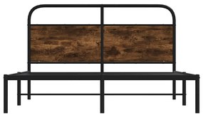ágykeret matrac nélkül 140x200 cm füstölt tölgy fűrészelt fa