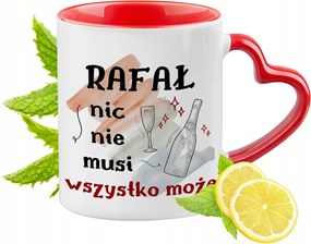 Raffael Piros Bögre Szív Alakú Füllel Ajándék