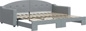 vidaXL világosszürke kihúzható szövet heverő 90 x 200 cm
