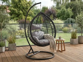 Függőszék TARINO állvánnyal, fekete/szürke párna