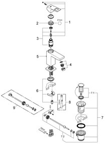 GROHE 2312700E - EUROCUBE mosdócsaptelep, S méret, fényes króm