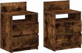 vidaXL 2 db füstös tölgy színű éjjeliszekrény 2 fiókkal 40x33x60 cm