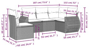 5 részes szürke polyrattan kerti ülőgarnitúra párnákkal