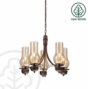 Brilagi - LED Csillár láncon COTTAGE 5xE14/40W/230V tölgy/barna