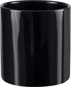 Virágtartó fedő kerámia Fekete fényes henger 16x15 cm mázas sima
