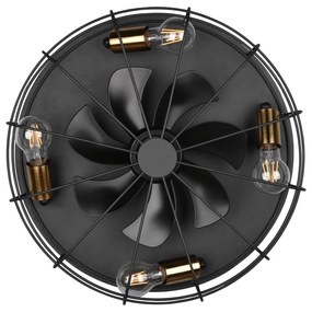 Matt fekete mennyezeti lámpa távirányítóval-ventilátorral Trondheim – Trio