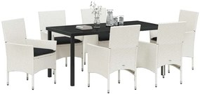 Kert étkező szett párnával 7 pcs Fehér Poli rattan