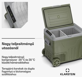 Klarstein PolarForce 50L kompresszoros hűtődoboz, LCD panel, világítás, off-road, akkumulátorvédelem, 12V/230V