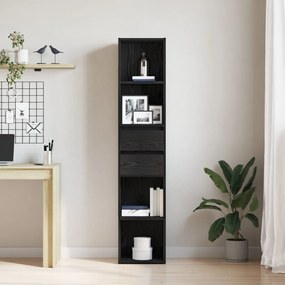 Könyvespolc Moduláris Fekete Tömör tölgy 36x30x171 cm Mérnöki fa