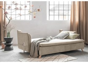 Bézs bársony kinyitható kanapé 225 cm Charming Charlie – Miuform