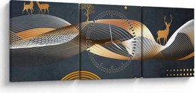 Kép - Grafika szarvassal (órával) (90x30 cm)