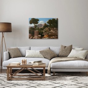 Üveg kép - Nicolas Poussin, Landscape with Saint John on Patmos, reprodukciók (70x50 cm)