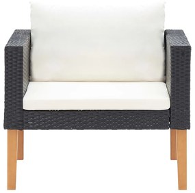 4 részes fekete polyrattan kerti ülőgarnitúra párnákkal