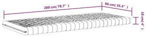 fehér 7 zónás 20 ILD keménységű habmatrac 90 x 200 cm