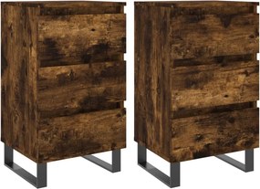 vidaXL 2 db füstös tölgy színű szerelt fa éjjeliszekrény 40x35x69 cm