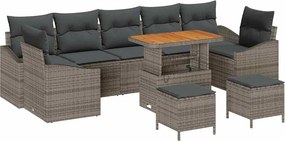 vidaXL Kerti Kanapé Szett párnával tárolóval 10 pcs Szürke Poli rattan