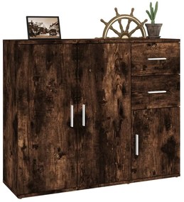 füstös tölgy színű szerelt fa tálalószekrény 91x29,5x75 cm