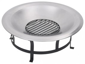 rozsdamentes acél kültéri tűztál grillráccsal 76 cm