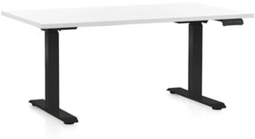 OfficeTech D állítható magasságú asztal, 140 x 80 cm, fekete alap, fehér