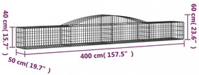 2 db íves horganyzott vas gabion kosár 400x50x40/60 cm