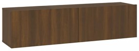 barna tölgyszínű szerelt fa fali TV-szekrény 120 x 30 x 30 cm