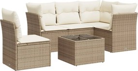 vidaXL 6 részes bézs polyrattan kerti ülőgarnitúra párnával