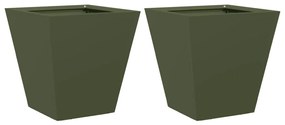 2 db olívazöld acél kerti növénytartó 30 x 30 x 30 cm