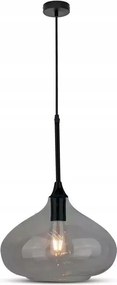 Függő lámpa fekete üveg füstös lámpabúra kerek asztal felett bár sziget V-tac