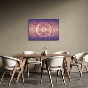 Kép - Mandala lila színátmeneten (üvegen) (70x50 cm)