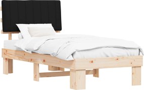 vidaXL Ágykeret Kárpitozott Fejtámlával fejtámlával Fekete 90 x 200 cm