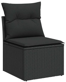 vidaXL 6 részes fekete polyrattan akácfa kerti ülőgarnitúra párnákkal