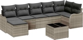 vidaXL Kerti Kanapé Szett párnával 8 pcs Világosszürke Poli rattan