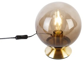 Art deco asztali lámpa sárgaréz füstüveggel - Pallon