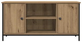 TV Szekrény Kézműves Tölgy 100x40x50 cm Mérnök Fa és Acél