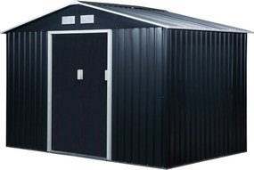 Outsunny 4,9 m²-es Kerti Tároló, Tetős Kerti Ház, Kicsúsztatható Ajtó, Alapozás, 277 x 195 x 192 cm, Horganyzott Acélból Készült, Időjárásálló Kerti S