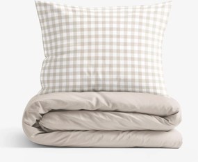 Goldea pamut ágyneműhuzat duo - latte színű kockás, latte színű hátoldal 140 x 200 és 70 x 90 cm