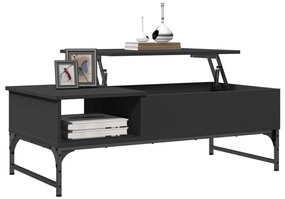 Fekete szerelt fa és fém dohányzóasztal 100 x 50 x 35 cm