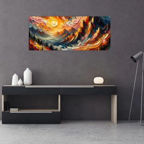 Kép - Hegyek, melyeket napfény ölel (120x50 cm)
