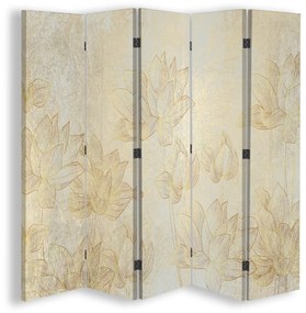 Gario Paraván Arany virágok Méret: 180 x 170 cm, Kivitelezés: Klasszikus paraván