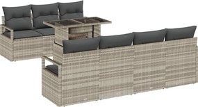 vidaXL Kerti Kanapé Szett párnával 8 pcs Világosszürke Poli rattan
