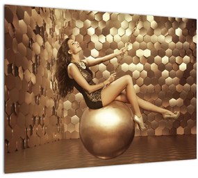 Egy nő képe egy arany szobában (üvegen) (70x50 cm)