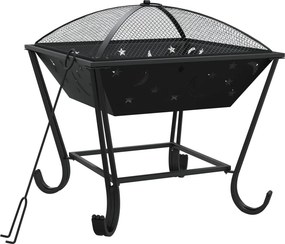 vidaXL acél XXL méretű tűztál piszkavassal 50 cm