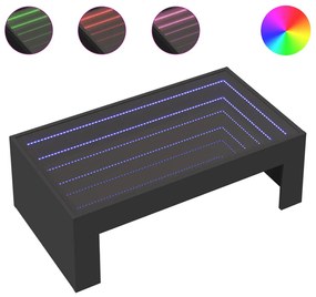 Fekete végtelen hatású LED-es dohányzóasztal 90 x 50 x 30 cm