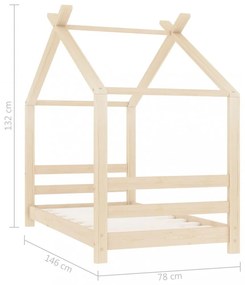 tömör fenyőfa gyerekágy-keret 70 x 140 cm