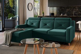 Laksaro balos ágyazható sarokkanapé - zöld Trinity 28 bársony